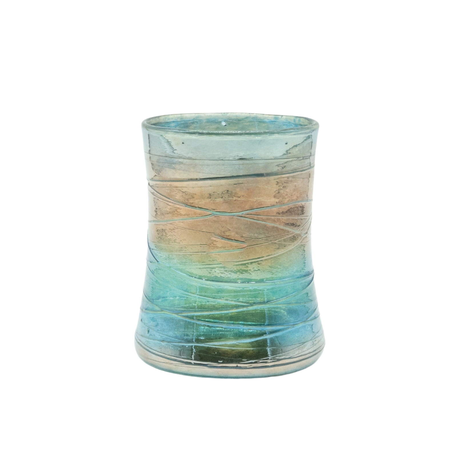 Artistic blue fine mug glass from the Hell Valley set, handmade by our glassblower in our very own glassmanufactory in the Black Forest Hofgut Sternen