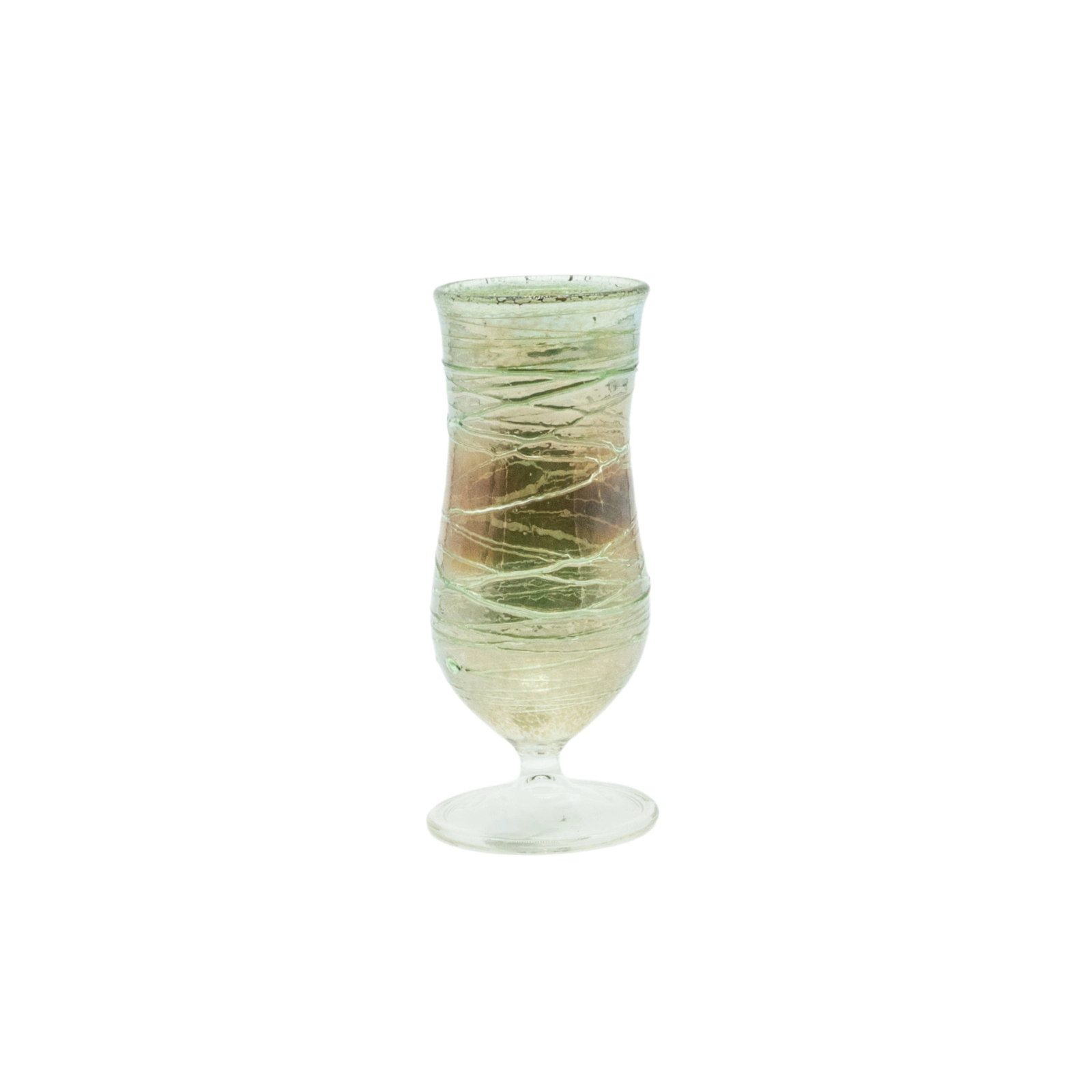 Artistic green fine shot glass from the Hell Valley set, handmade by our glassblower in our very own glassmanufactory in the Black Forest Hofgut Sternen