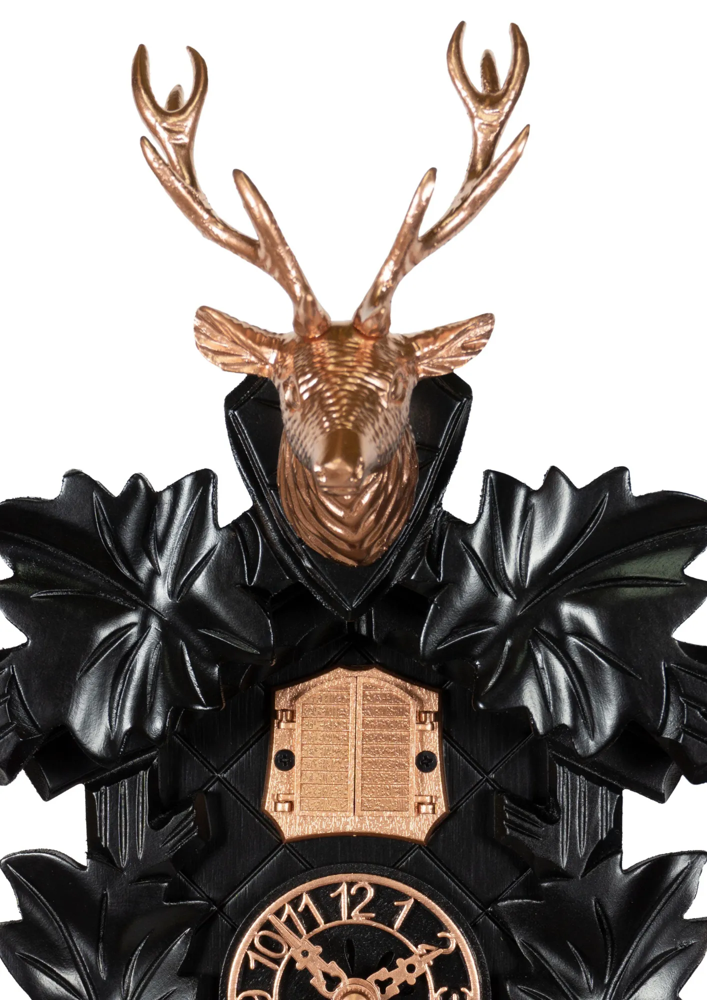 Cuckoo Clock - Modern Black with Rose Gold - Battery (2) Moder Black-Rose Gold Minimalistic Battery/Quartz Cuckoo Clock made by Trenkle Uhren