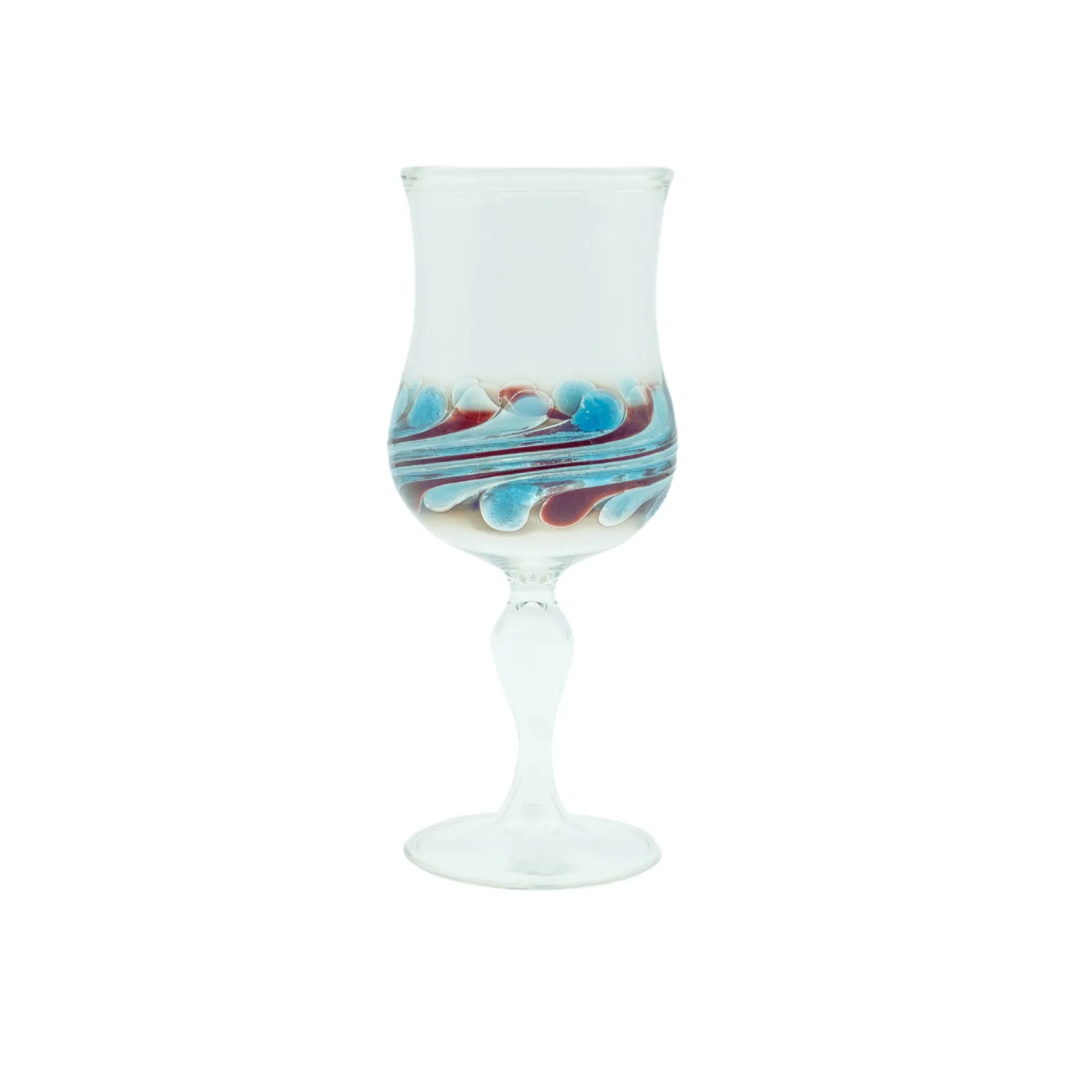 wine glass from Ravenna set in toqruise color hand made by our glassblower in our very own glassmanufactory out of thin fine glass in the Black Forest Hofgut Sternen
