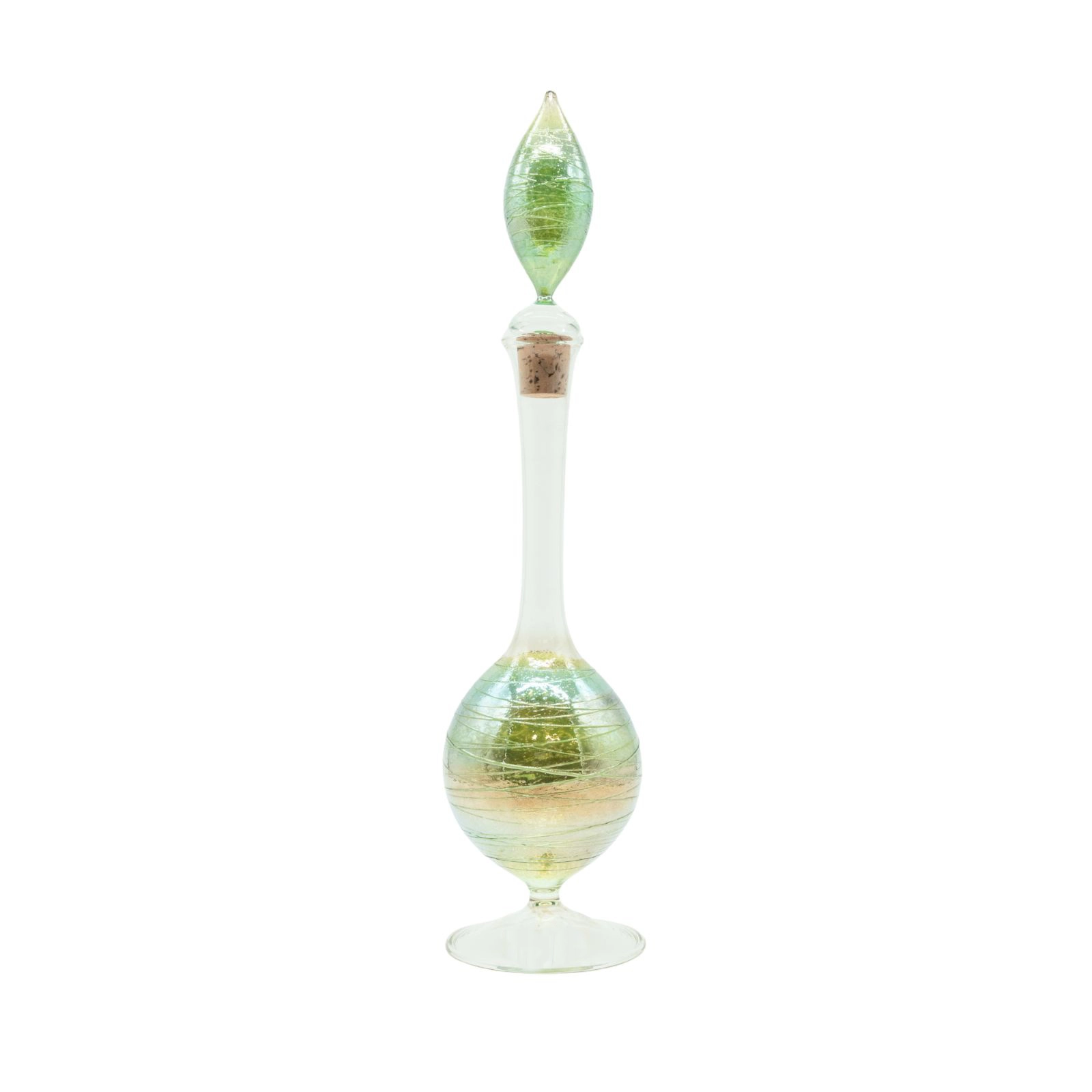 Beautiful green fine glass decanter from the Hell Valley set, handmade by our glassblower in our very own glassmanufactory in the Black Forest Hofgut Sternen